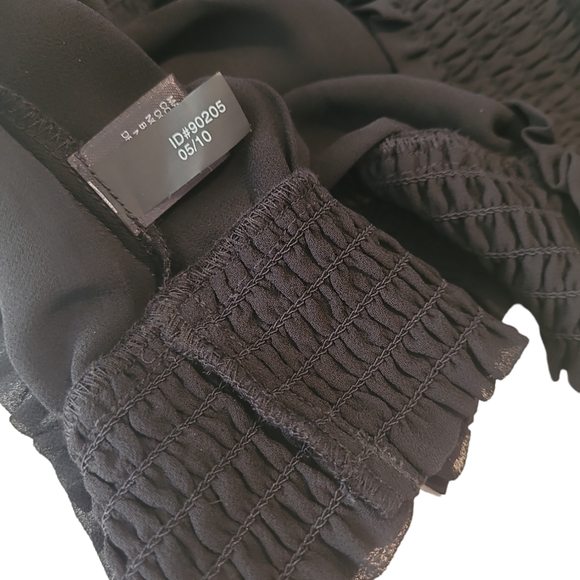 Express Women's Small Sheer Black Ruffled Top - Picture 7 of 7